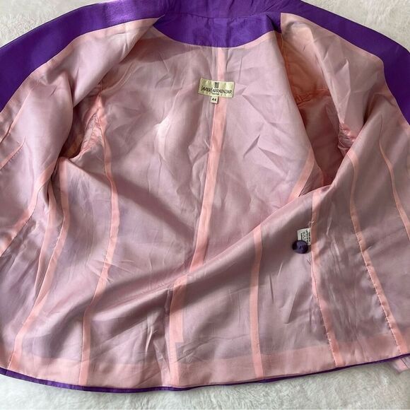 Javier Larrainzar Madrid Couture Purple Silk Dress blazer/Jacket size 44 - Picture 8 of 11
